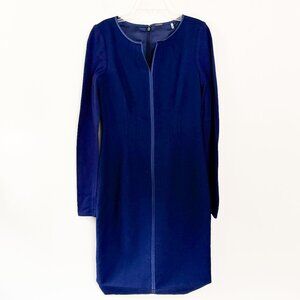 elie tahari // long sleeve wool mid-length blue dress 2